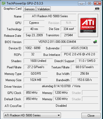 GPU-Z 显卡检测工具截图