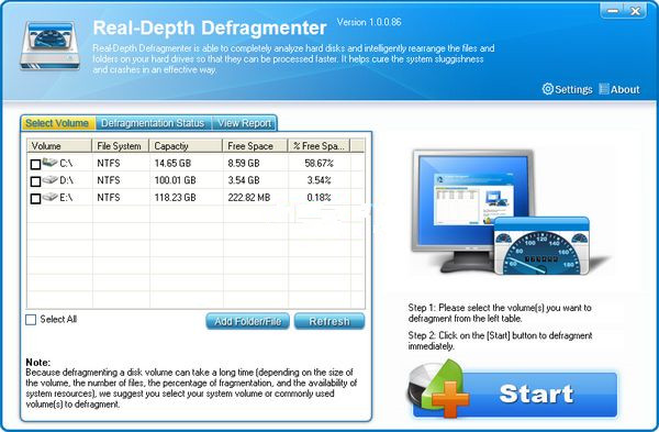 Real-depthDefragmenter截图