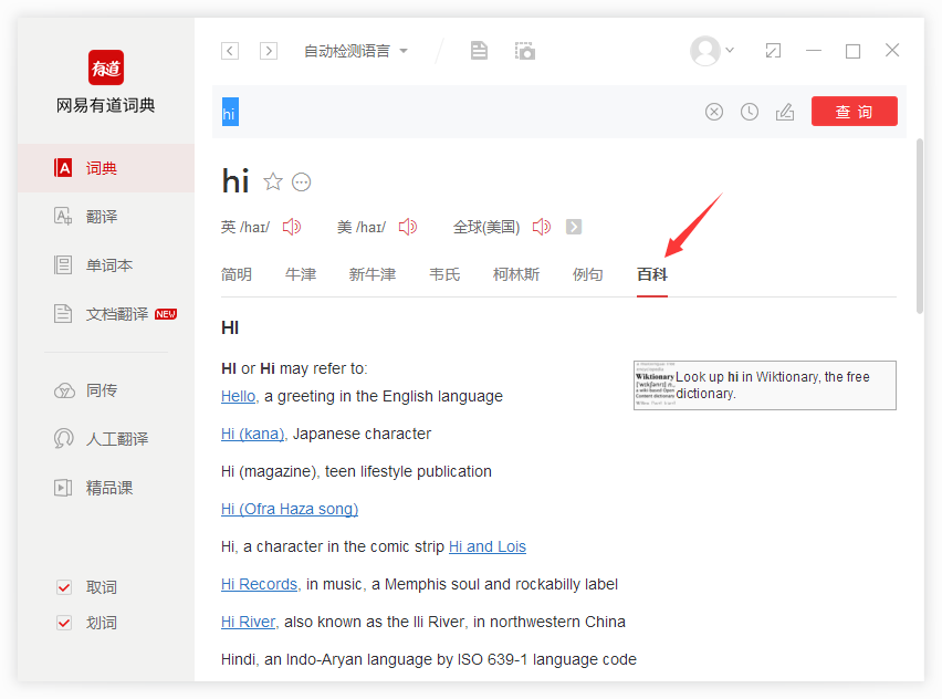 有道词典截图