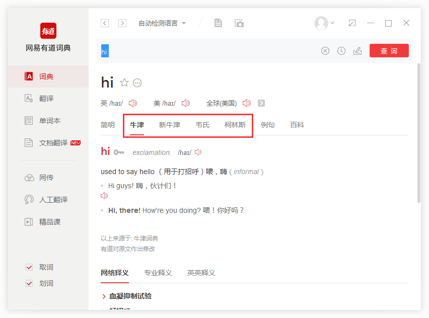 有道词典截图