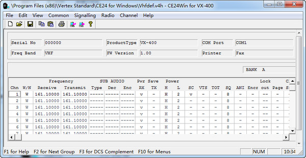 威泰克斯VX-400对讲机写频软件截图