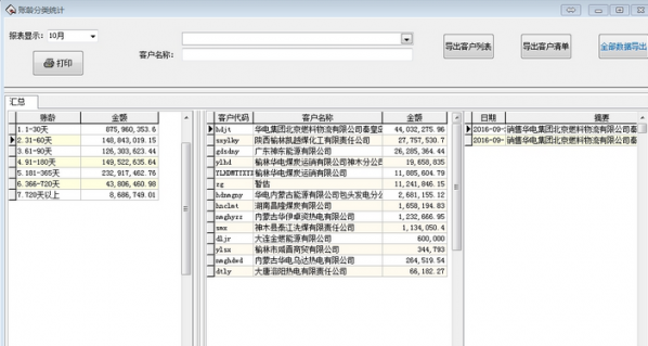 应收账款账龄分析系统截图