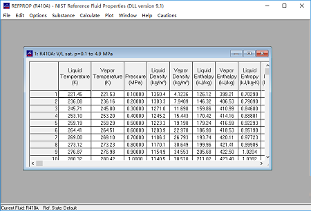 REFPROP(制冷剂物性查询软件)截图