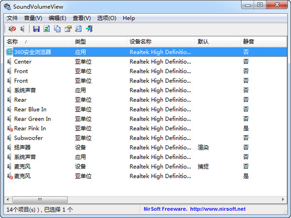 SoundVolumeView(音量管理软件)截图