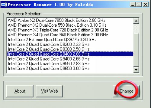 更改CPU型号(Processor Renamer)截图