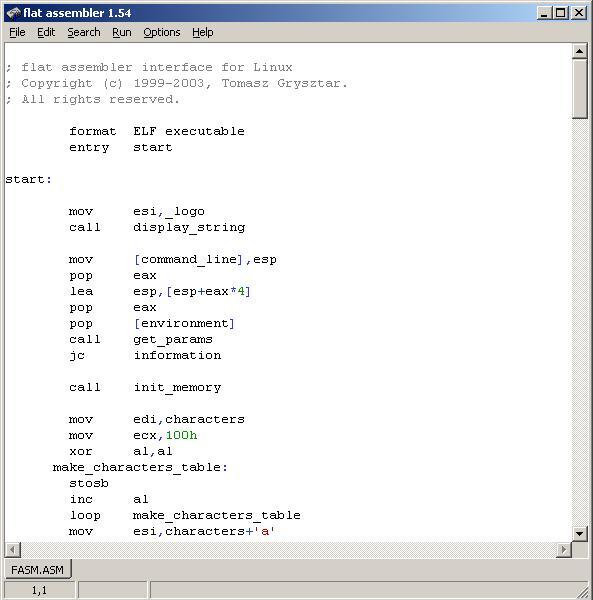 80x86汇编工具(Flat Assembler)截图