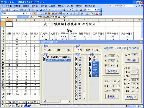 易捷学生成绩分析系统截图