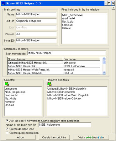 nsis脚本创建工具(Mihov NSIS Helper)截图