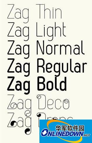 zag font英文字体截图