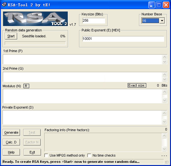 RSA算法辅助工具(RSA-Tool 2)截图