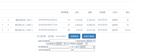 易得优餐饮库管系统截图