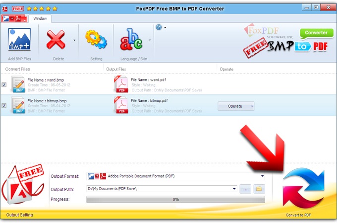 FoxPDF Free BMP to PDF Converter截图