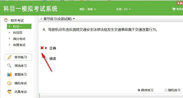 科目一模拟考试系统截图