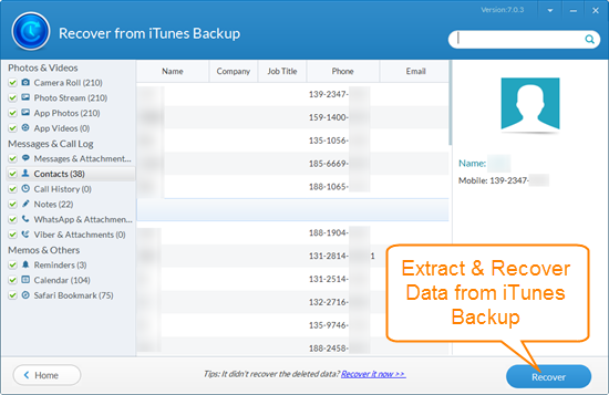 Jihosoft iTunes Backup Extractor截图