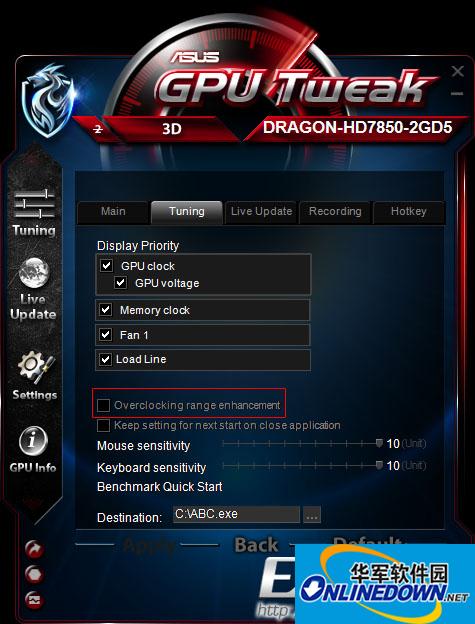 华硕显卡超频软件(ASUS GPU Tweak)截图