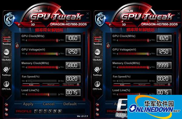 华硕显卡超频软件(ASUS GPU Tweak)截图
