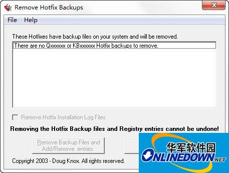 XP Remove Hotfix Backups(xp系统补丁删除工具)截图