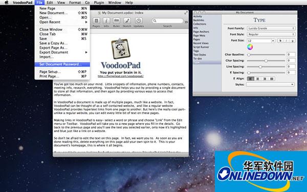 VoodooPad Mac版截图