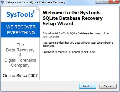 SysTools SQLite Database Recovery截图