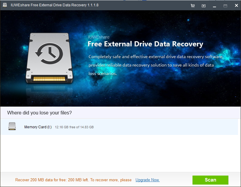 IUWEshare Free External Drive Data Recovery截图