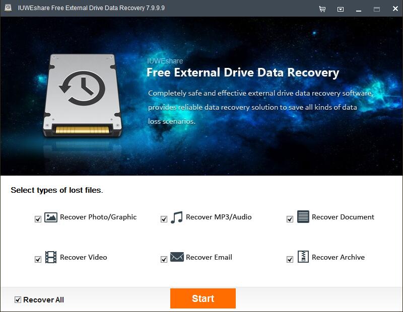 IUWEshare Free External Drive Data Recovery截图