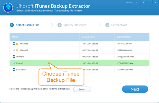 Jihosoft iTunes Backup Extractor截图