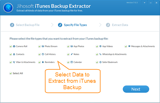 Jihosoft iTunes Backup Extractor截图