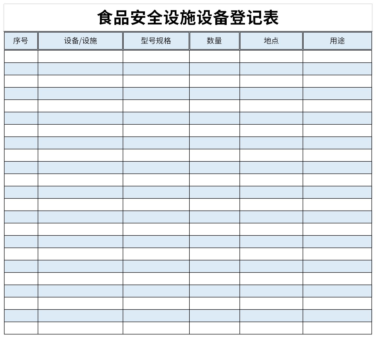 食品安全设施设备登记表截图