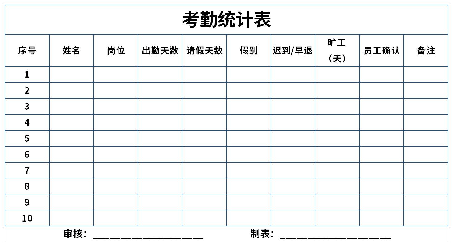 考勤统计表截图