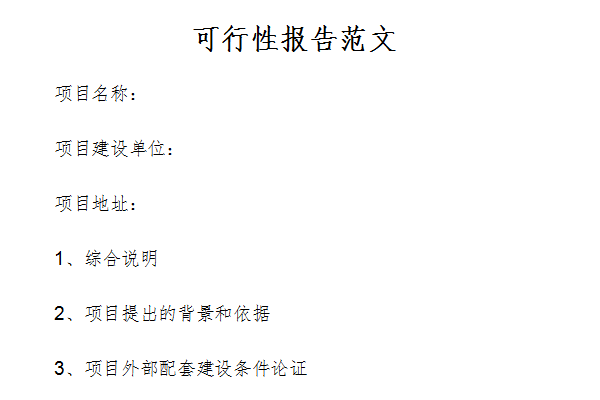 可行性分析报告模板截图