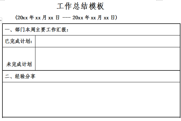 工作总结表格模板截图