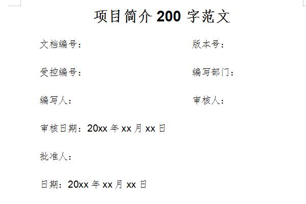 项目简介200字范文截图