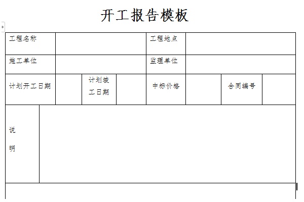 开工报告模板截图