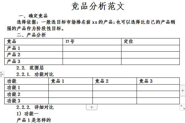 竞品分析报告范文截图