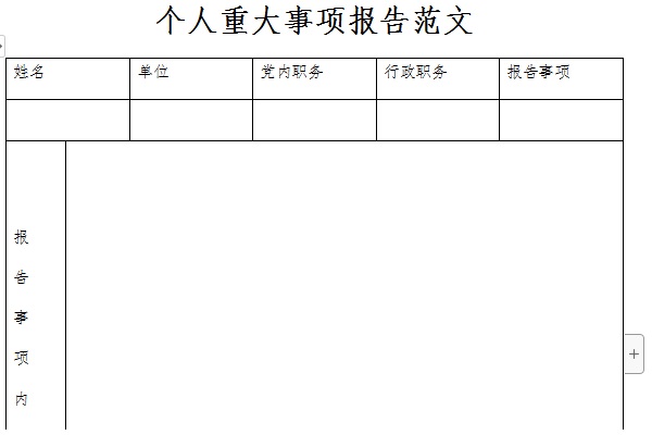 个人重大事项报告范文截图