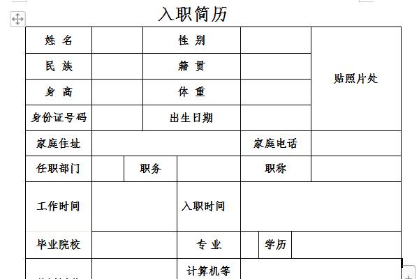 入职个人简历模板截图