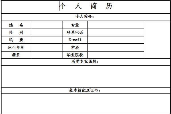 标准个人简历范文截图