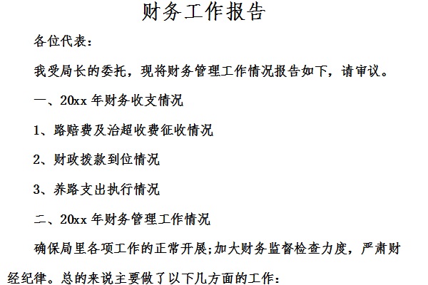 财务工作报告截图