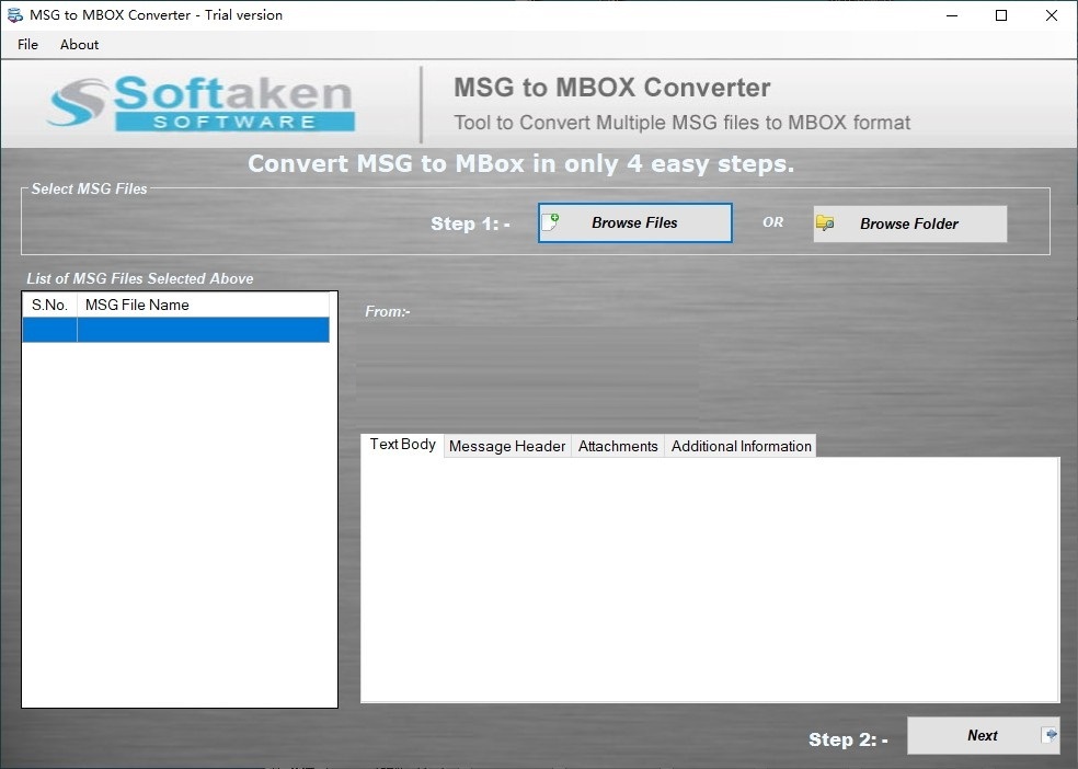 Softaken MSG to MBOX Converter截图