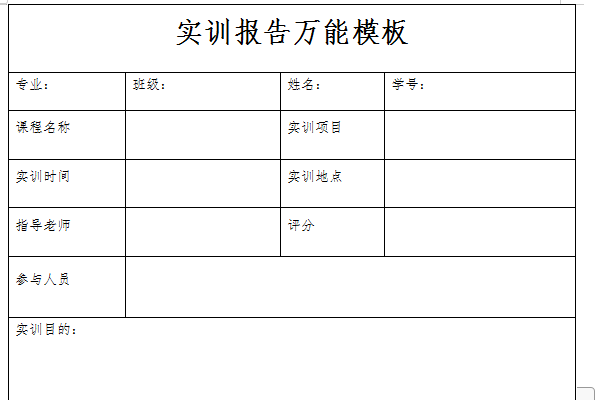 实训报告万能模板截图