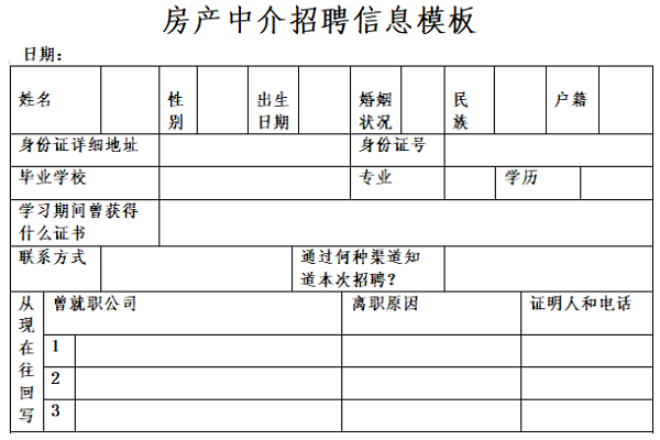 房产中介招聘信息模板截图