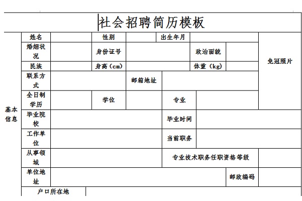 社会招聘简历模板截图