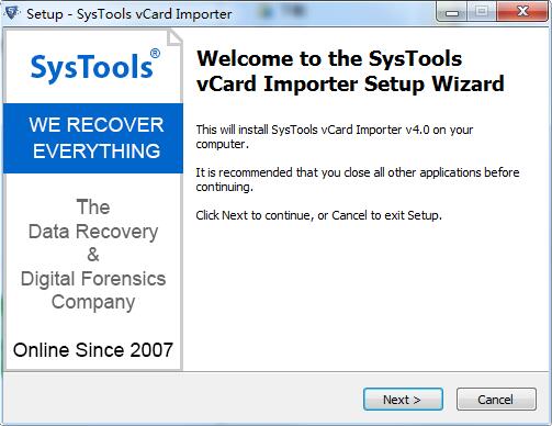 SysTools vCard Importer截图