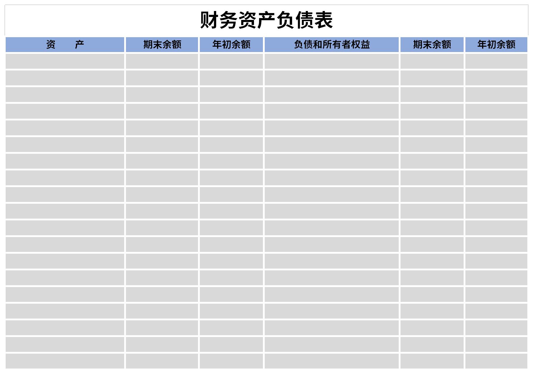 财务资产负债表截图