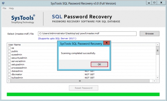 SysTools SQL Password Recovery截图