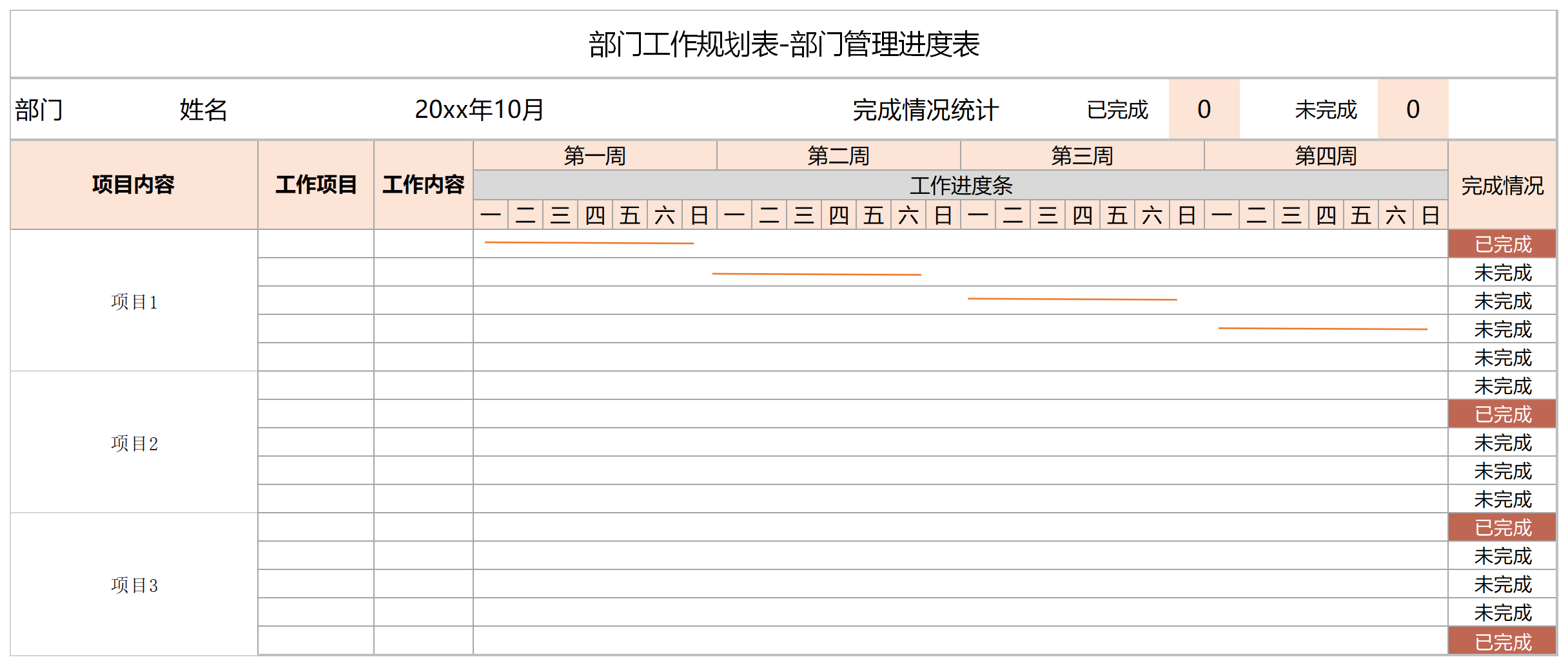 部门工作规划表截图