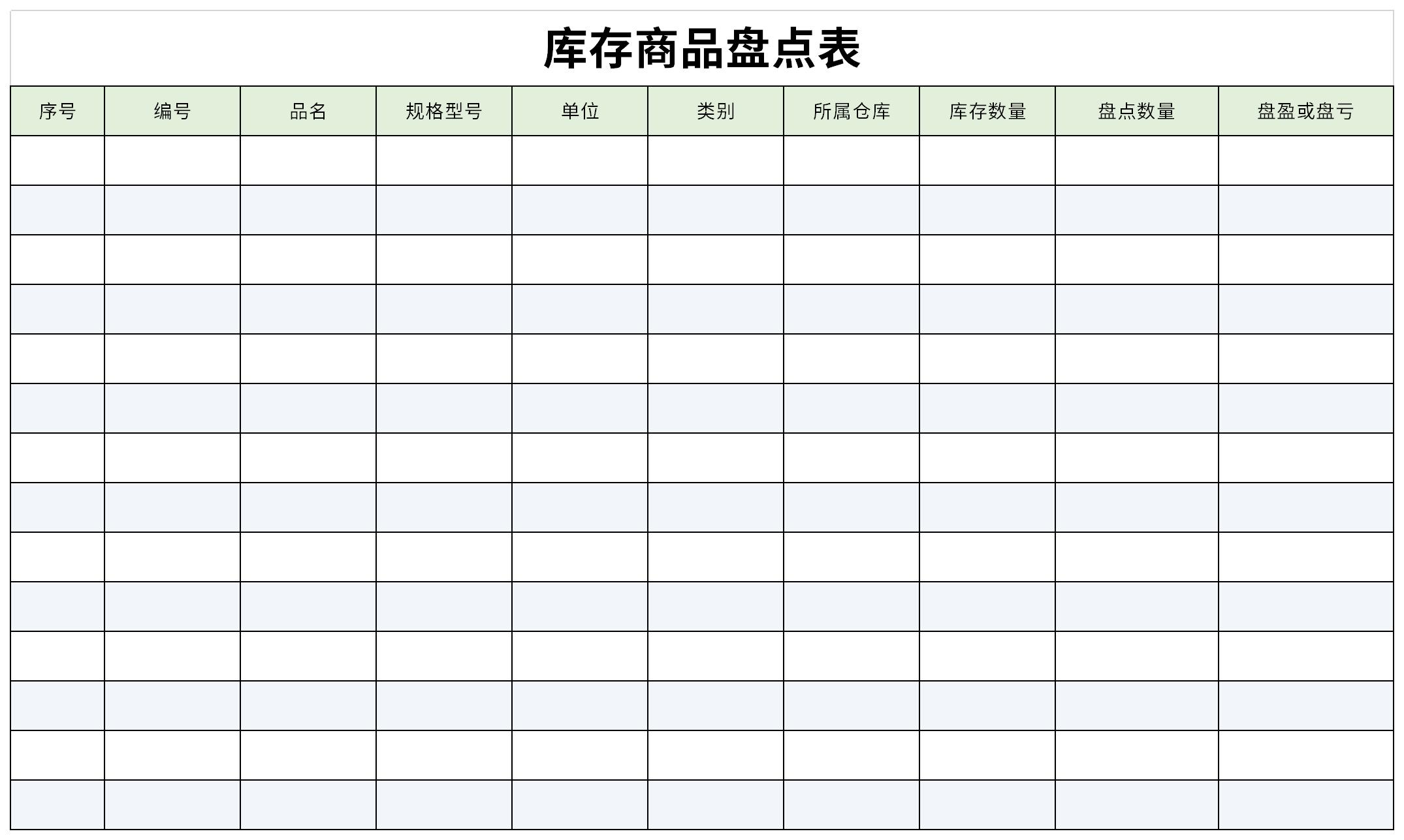 库存商品盘点表截图