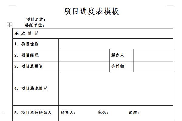 项目进度表格模板截图