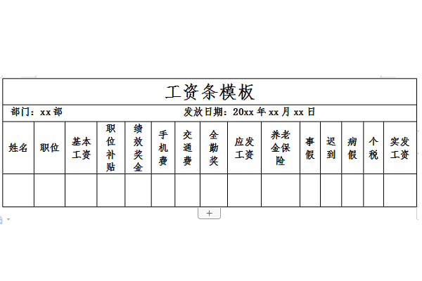 工资条模板截图