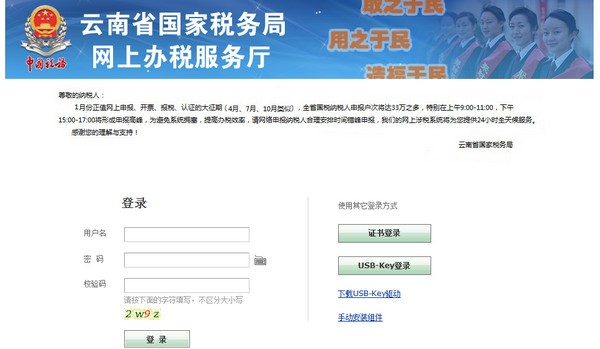 云南国税网上申报大厅截图